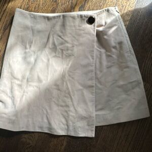 INTERMIX Suede Cream Skirt with Button Accent